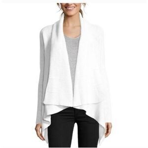 Vince 100% cotton Knit Shawl Collar Open Cardigan Sweater White XS